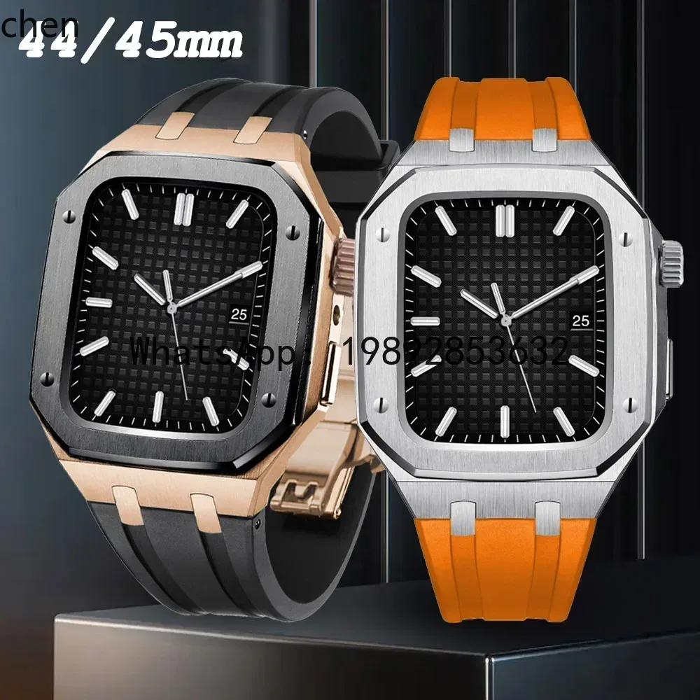 Luxury Watch Events - ZZ 45mm 44mm 메탈 케이스+실리콘 밴드