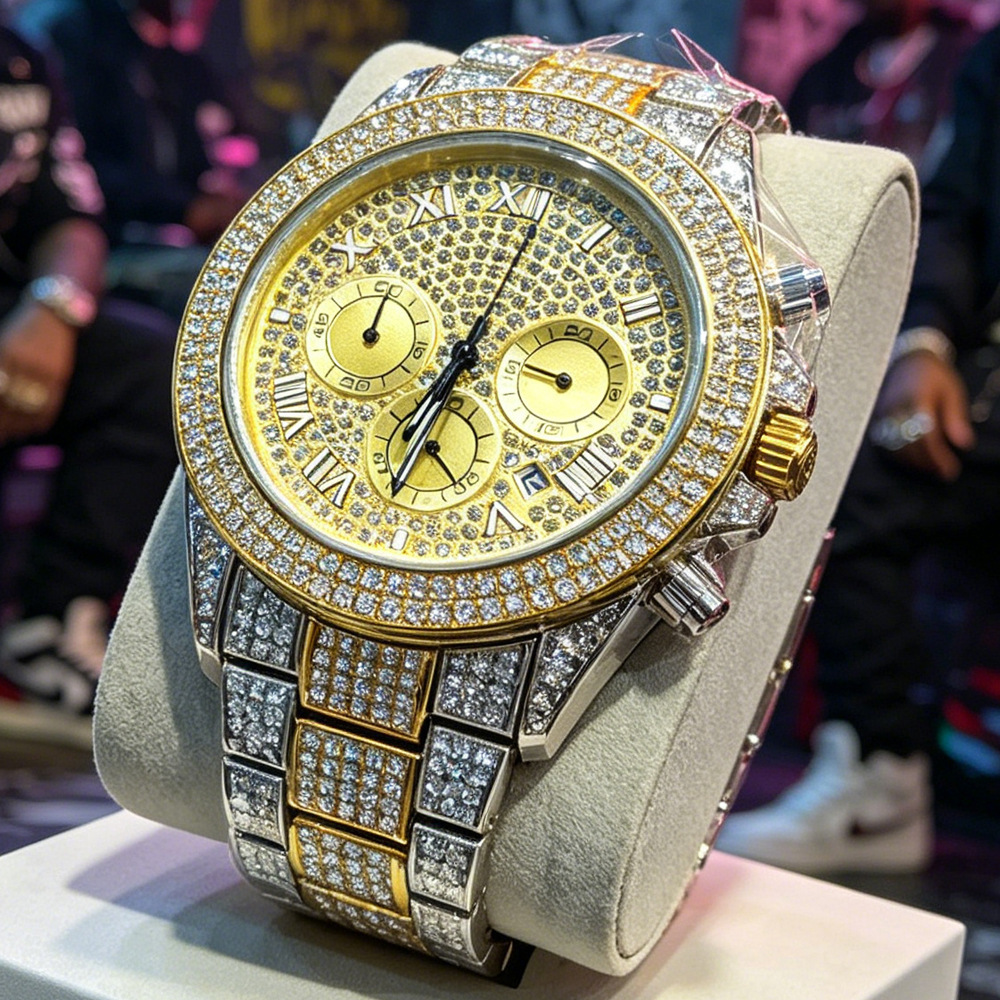 Luxury Watch And Jewelry Brand - 로고 없는 실버 골드 풀 다이아몬드