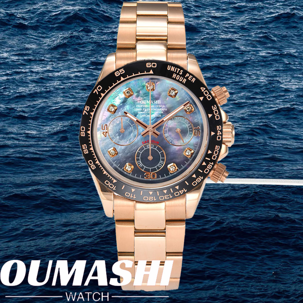 Chronograph Flyback Watch - VK63 시계 39.3mm 진주 진주 쉘
