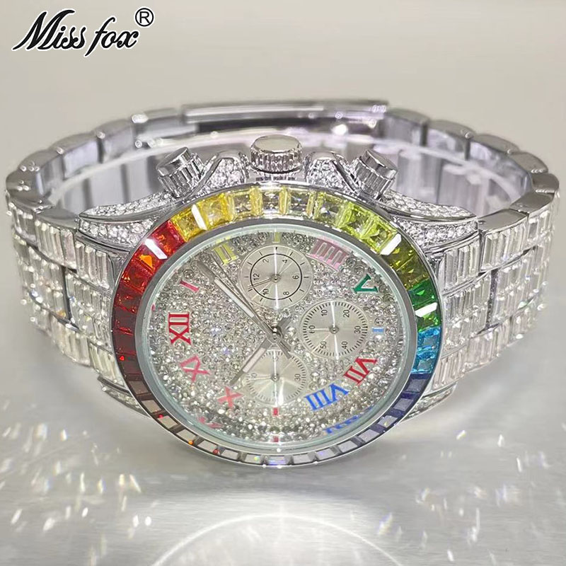 Luxury Watch Wallpaper - MISSFOX-남성용 럭셔리 아이스 패션 브랜드 방수