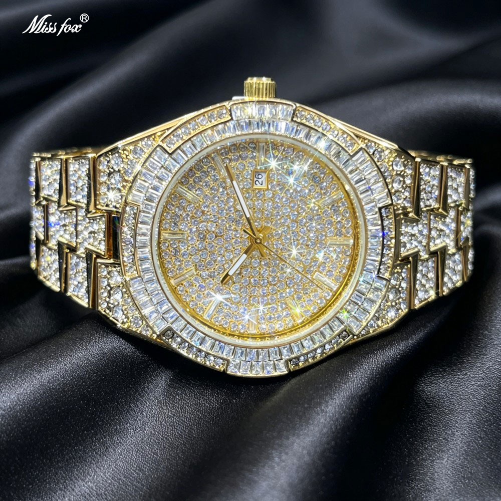 Luxury Watch And Jewelry Brand - 남성용 핫셀 골드 아이스 시계, MISSFOX