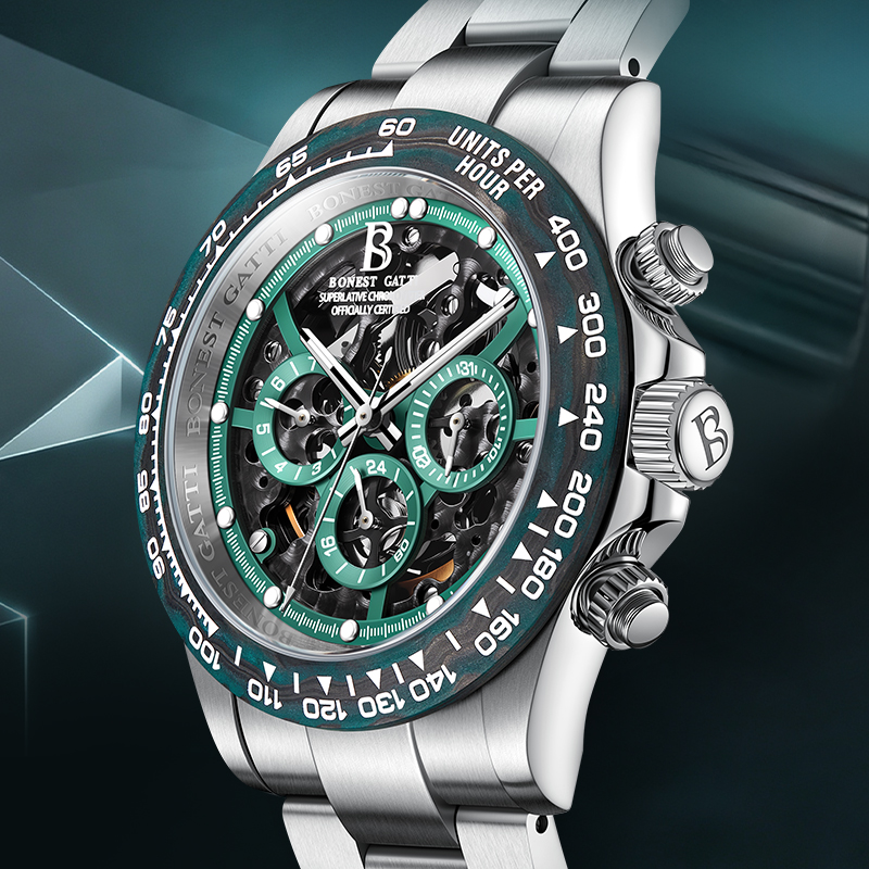 Chronograph Flyback Watch - BONEST GATTI 남성용 시계 자동 기계식