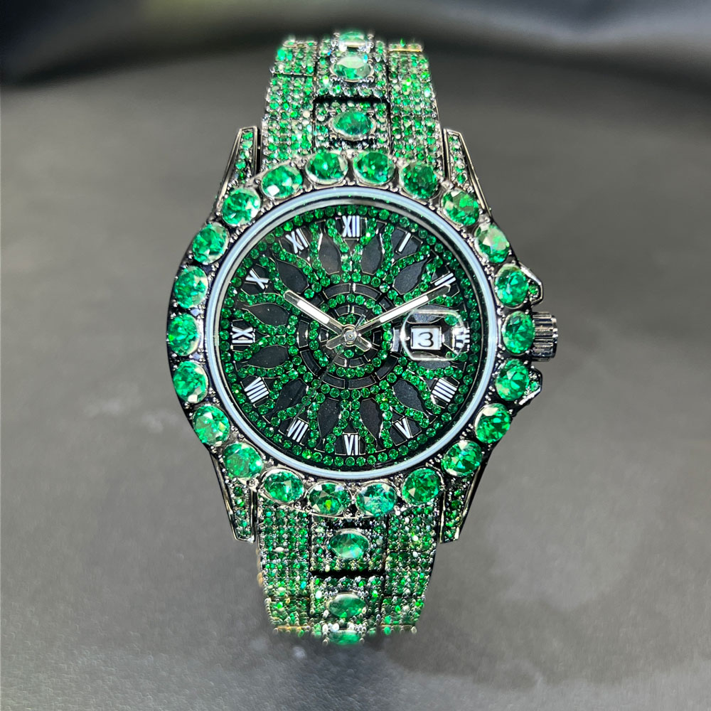Luxury Watch And Jewelry Brand - 남성용 그린 다이아몬드 시계 브랜드 MISSFOX