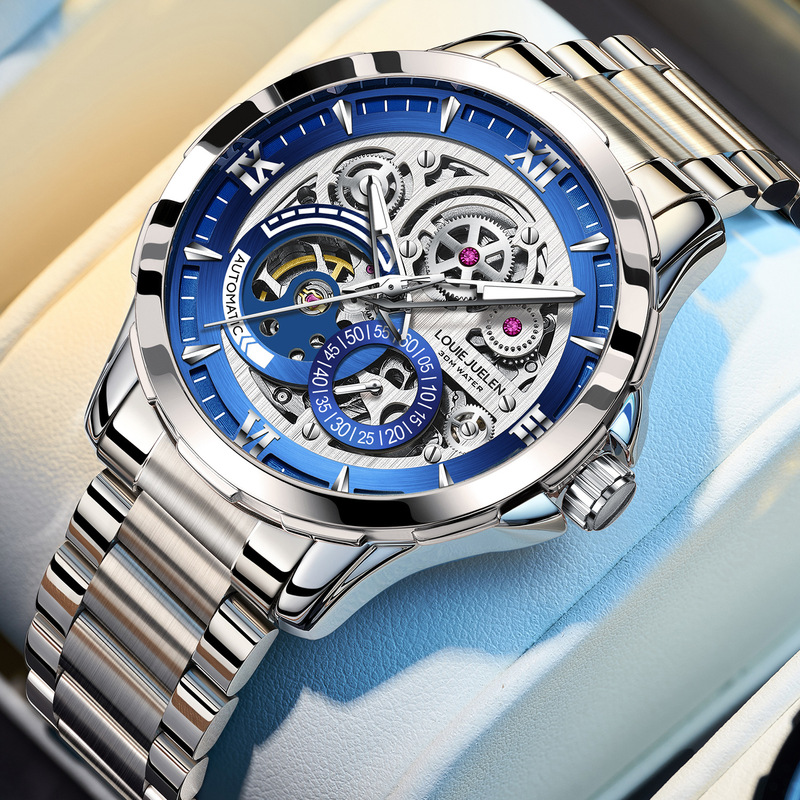 Chronograph Flyback Watch - 남성용 오토매틱 기계식 시계, 속이 비치는