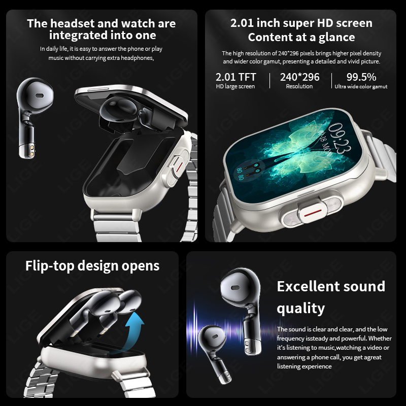NFC BT 통화 헤드셋 2 in 1 스마트 워치 헤드 - Luxury Watch Korea 리뷰 및 가격