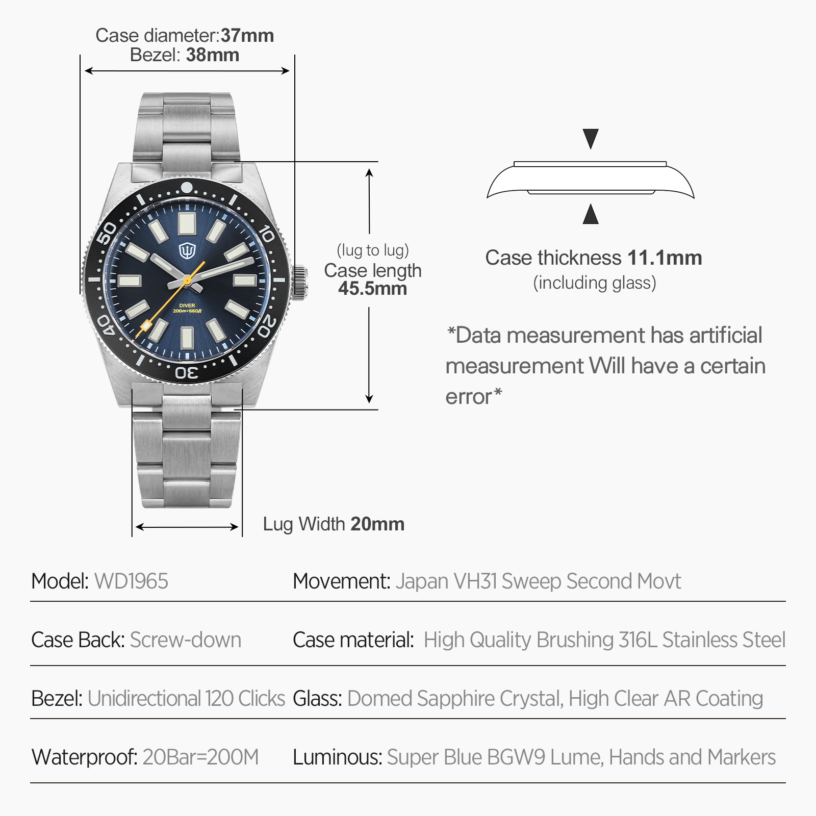 Watchdives 37Mm WD1965 V2 남성용  - Luxury Watch Wallpaper 리뷰 및 가격