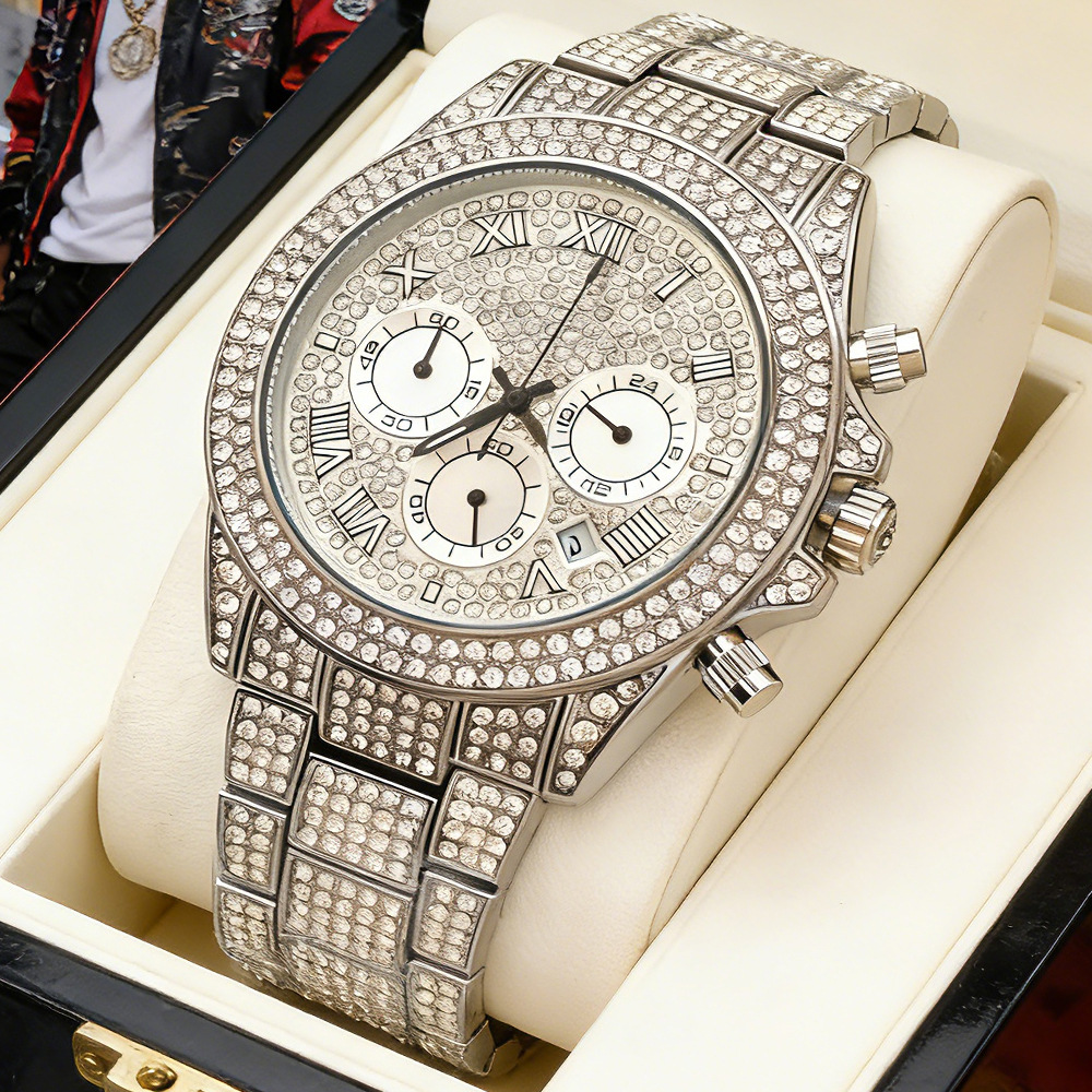 로고 없는 실버 골드 풀 다이아몬드 힙합 아이스드 아웃 - Luxury Watch And Jewelry Brand 리뷰 및 가격