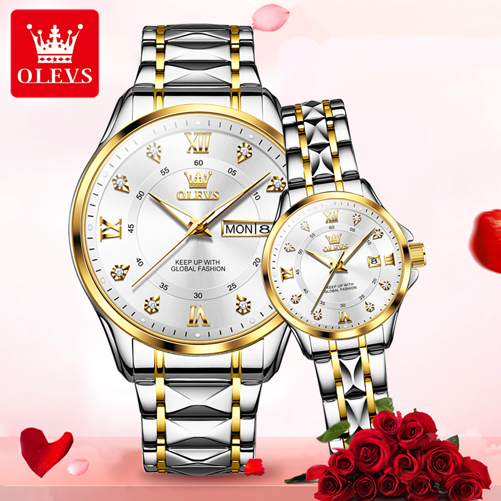 OLEVS 2906 커플 시계 오리지널 로마 스케일 다 - Luxury Watch Wallpaper 리뷰 및 가격