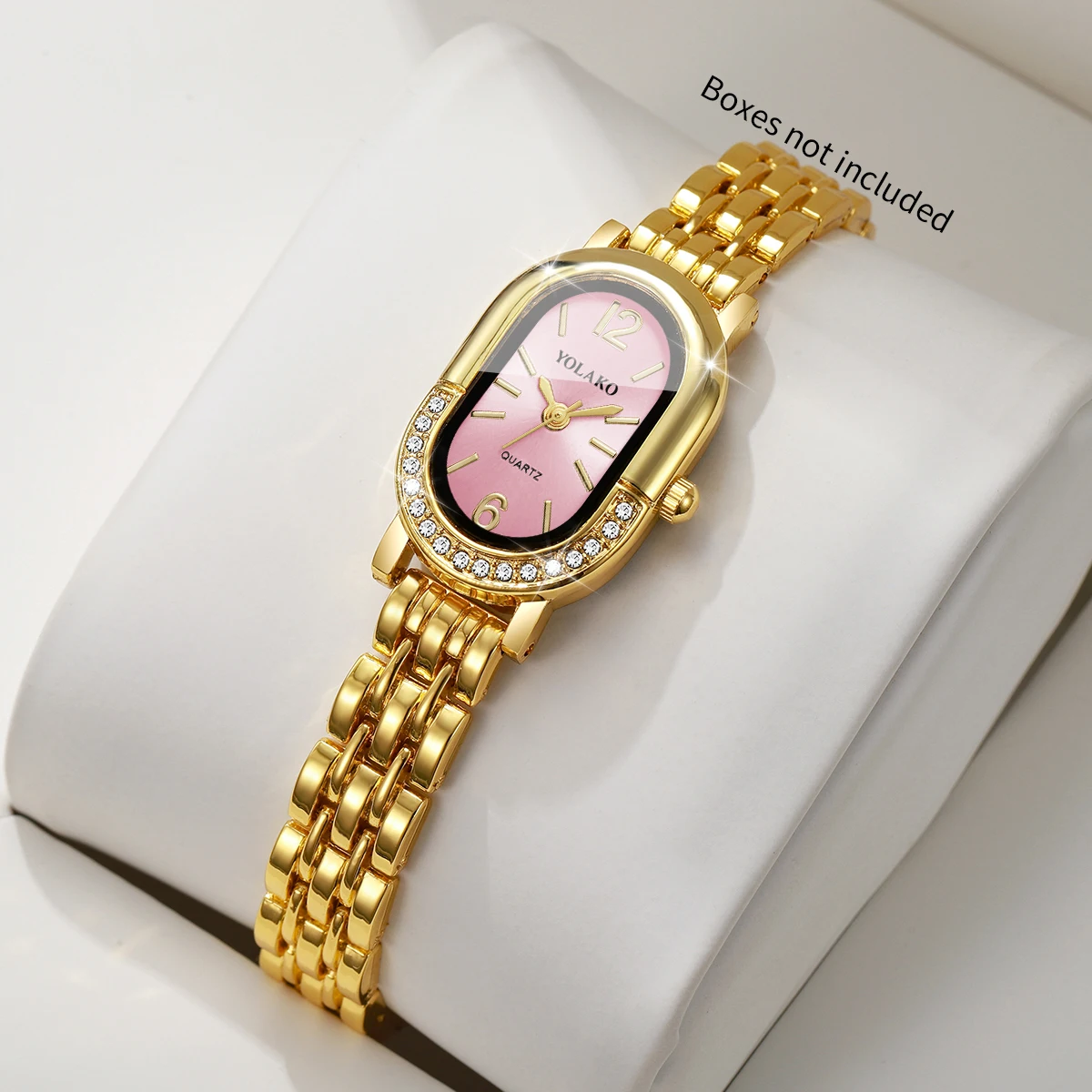 럭셔리 라인스톤 여성 쿼츠 시계 패션 골든 팔찌 스트랩 - Luxury Watch Display Case 리뷰 및 가격