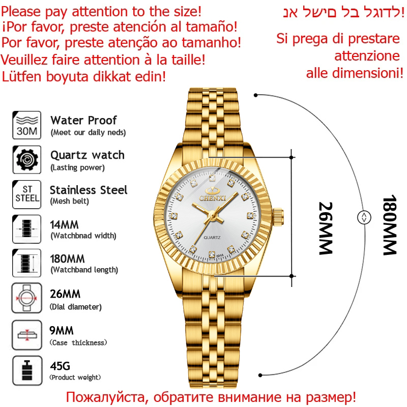 첸시 핫세일 고급 여성용 골드 스테인리스 스틸 스몰 다 - Luxury Watch Sale 리뷰 및 가격