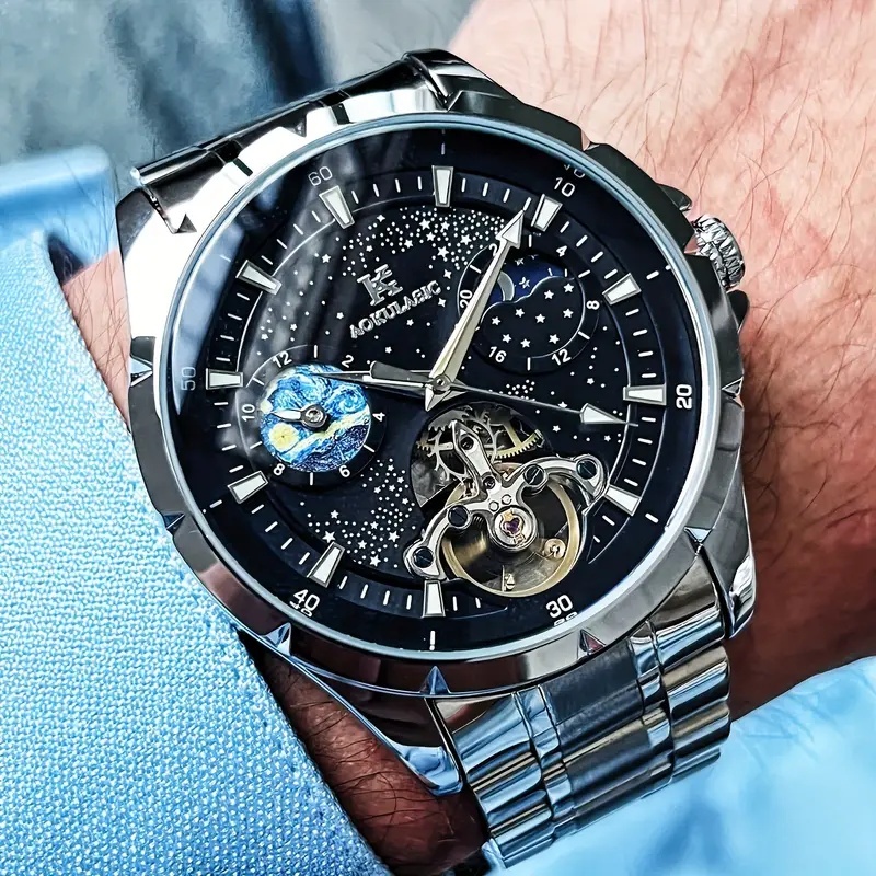 고급스러운 남성용 오토매틱 기계식 시계, 태양, 달,  - Luxury Watch Events 리뷰 및 가격