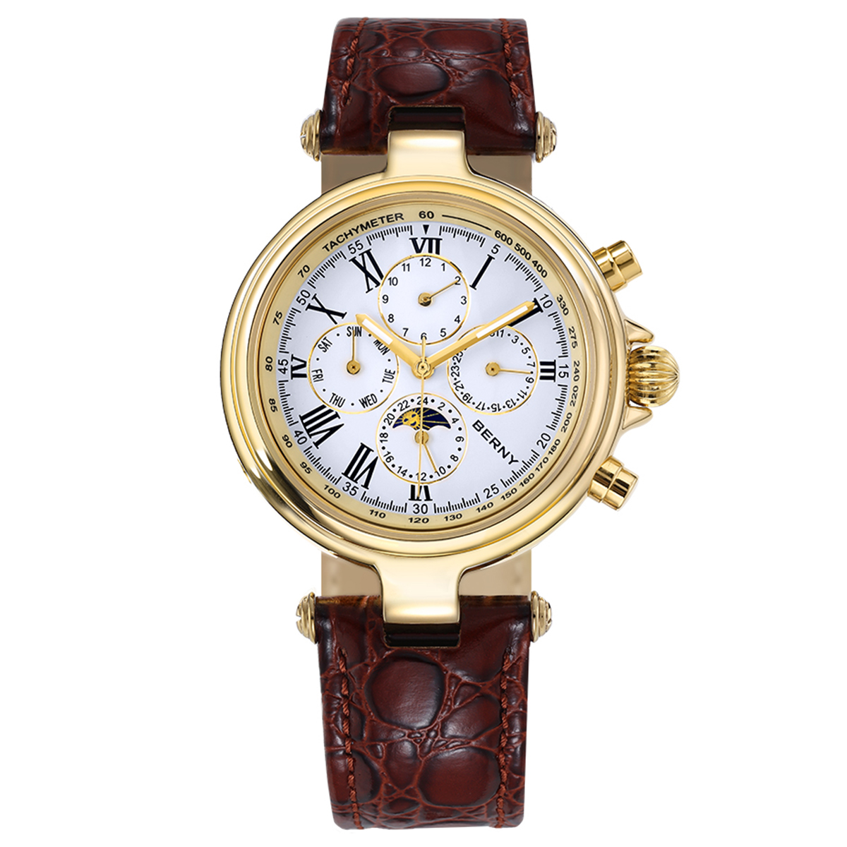 BERNY 레트로 오토매틱 남성용 시계 Sun&Moon - Chronograph Flyback Watch 리뷰 및 가격