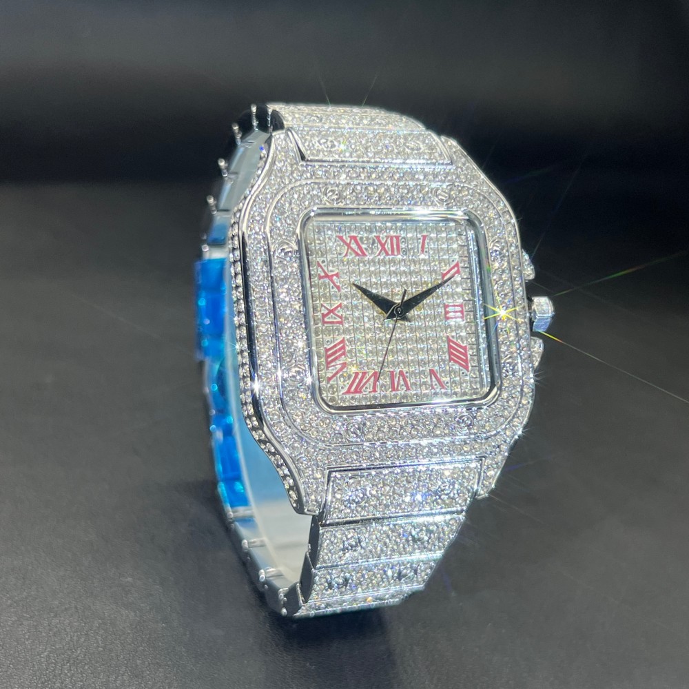 미스폭스 아이스드 아웃 남성 시계 사각형 다이아몬드 핑 - Luxury Watch Sale 리뷰 및 가격