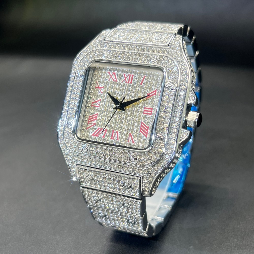 미스폭스 아이스드 아웃 남성 시계 사각형 다이아몬드 핑 - Luxury Watch Sale 리뷰 및 가격