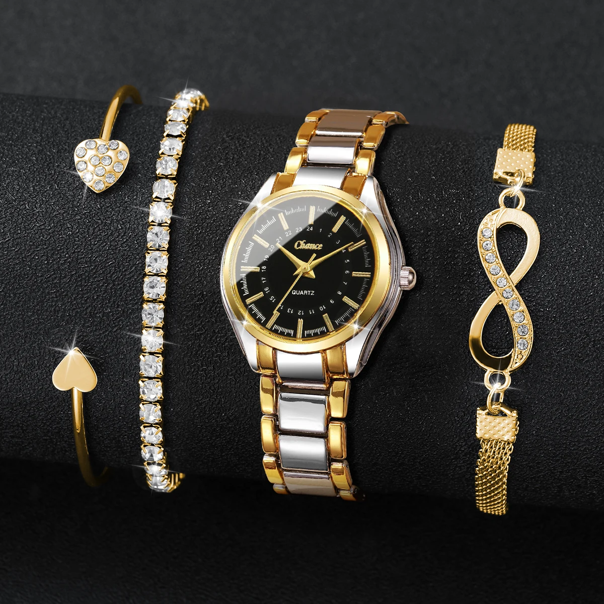 4PCS 우아한 여성용 시계 팔찌 세트 여성용 럭셔리  - Luxury Watch Display Case 리뷰 및 가격