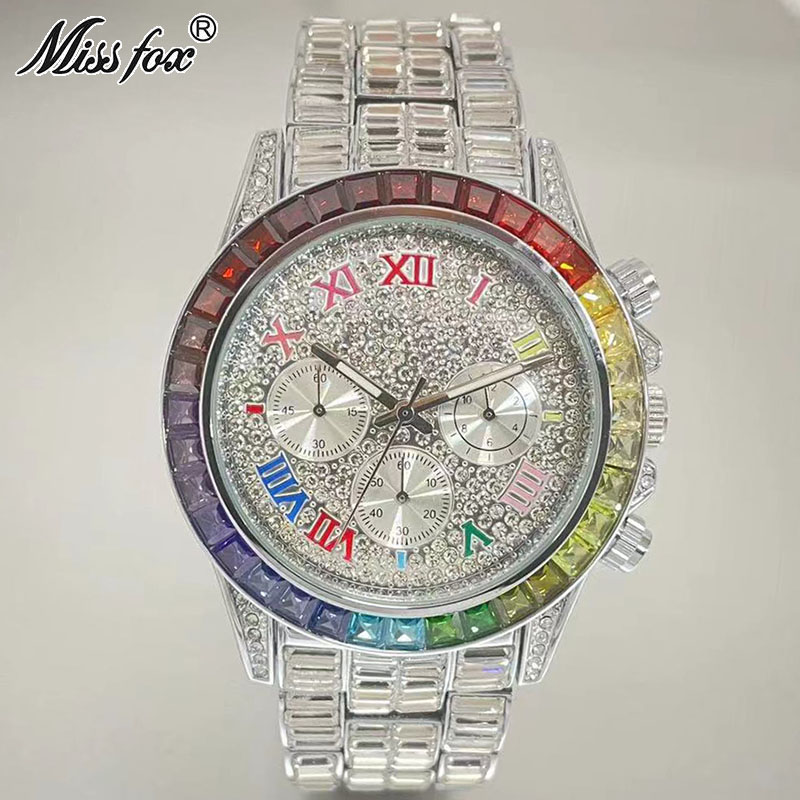 MISSFOX-남성용 럭셔리 아이스 패션 브랜드 방수  - Luxury Watch Wallpaper 리뷰 및 가격
