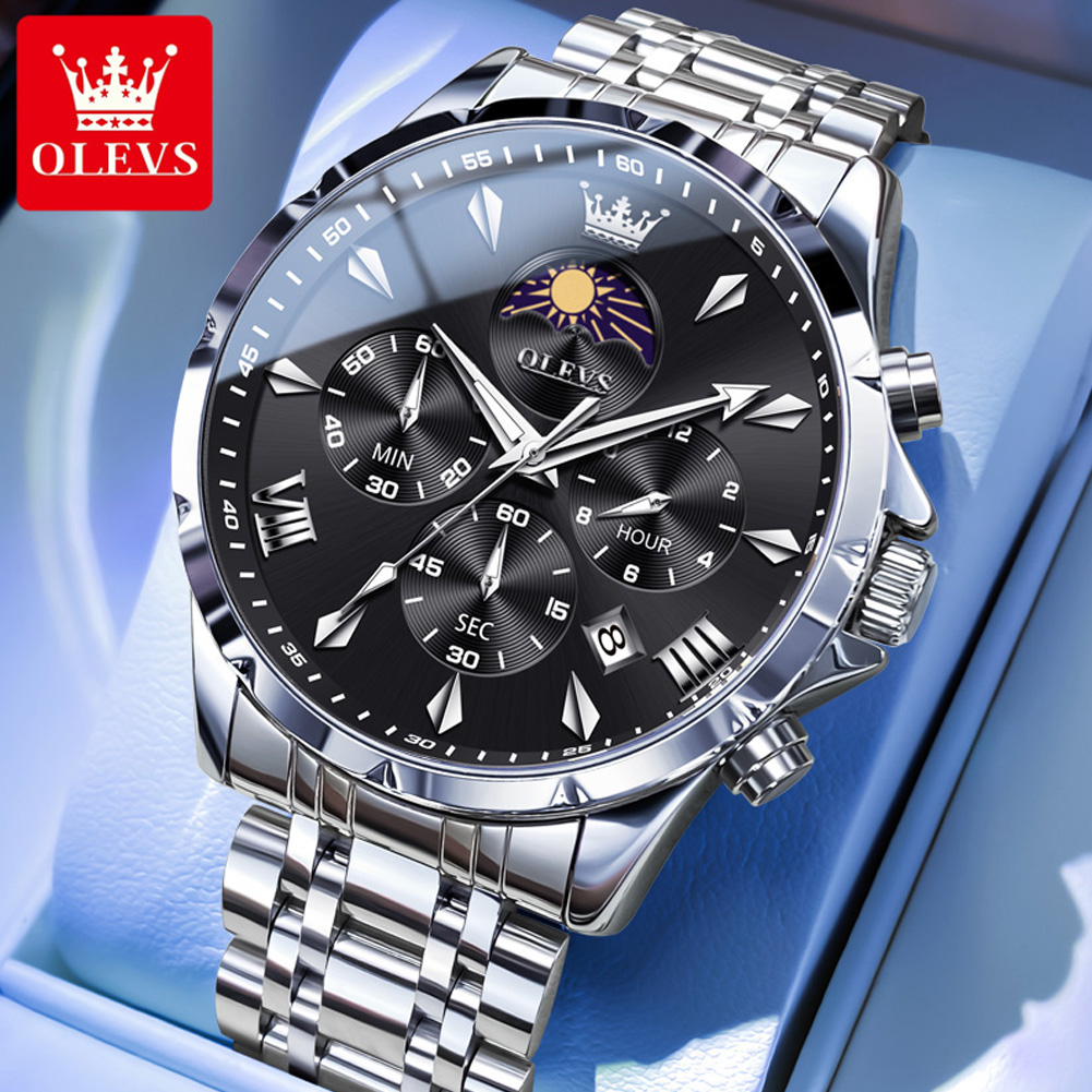 OLEVS 3653 브랜드 문페이즈 캘린더 남성용 시계 - Luxury Watch Wallpaper 리뷰 및 가격
