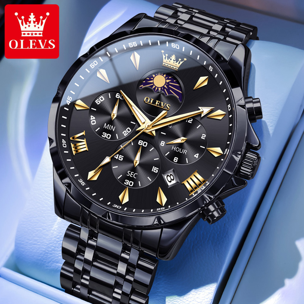 OLEVS 3653 브랜드 문페이즈 캘린더 남성용 시계 - Luxury Watch Wallpaper 리뷰 및 가격