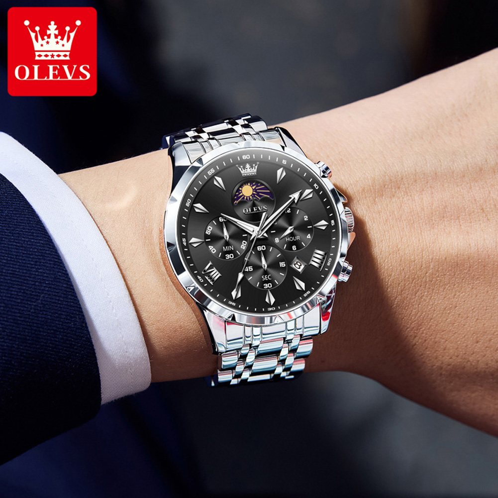 OLEVS 3653 브랜드 문페이즈 캘린더 남성용 시계 - Luxury Watch Wallpaper 리뷰 및 가격