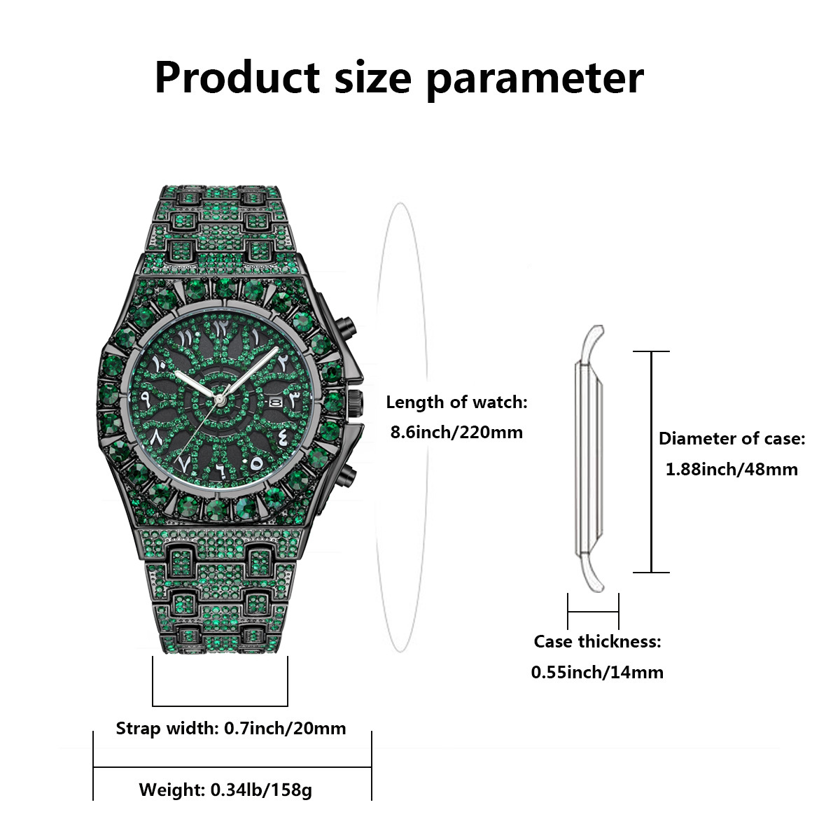 힙합 그린 아이스 손목시계 남성 패션 브랜드 유니게트  - Luxury Watch And Jewelry Brand 리뷰 및 가격