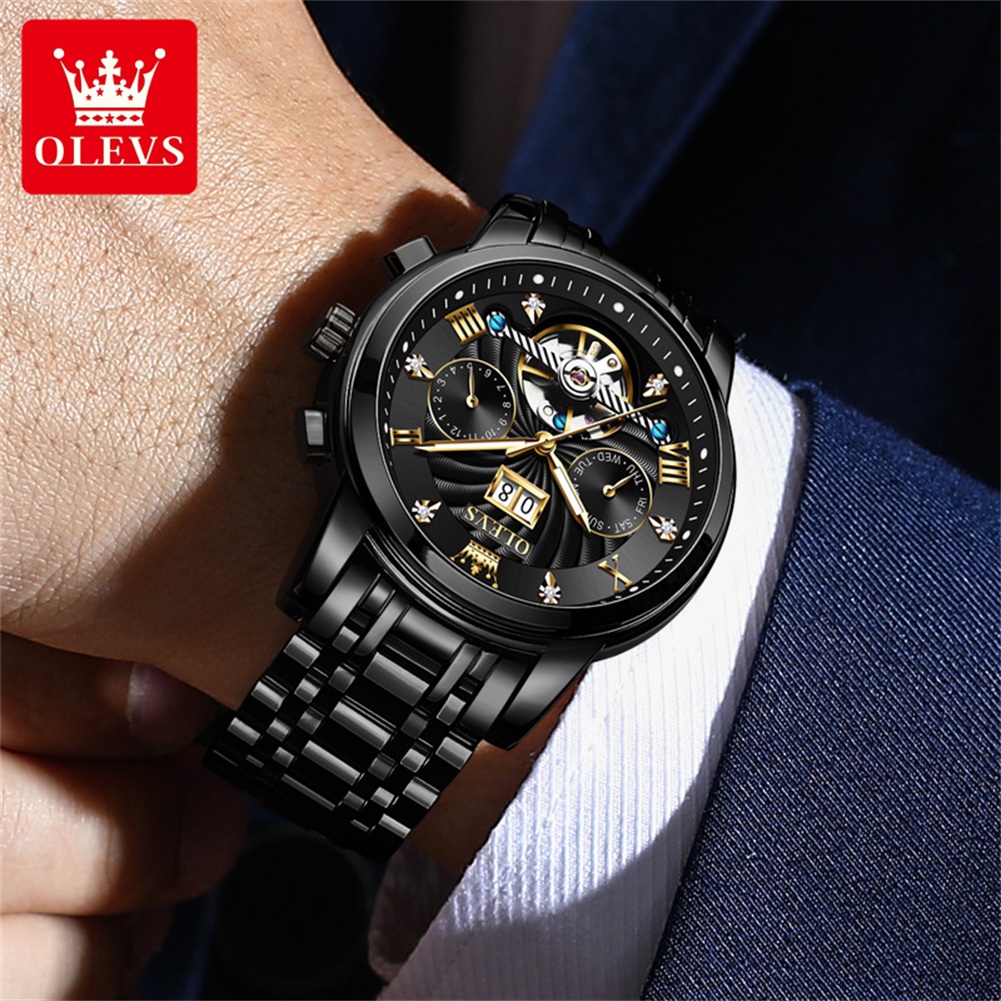 OLEVS 클래식 남성용 시계 뚜르비옹 다기능 완전 자 - Chronograph Flyback Watch 리뷰 및 가격