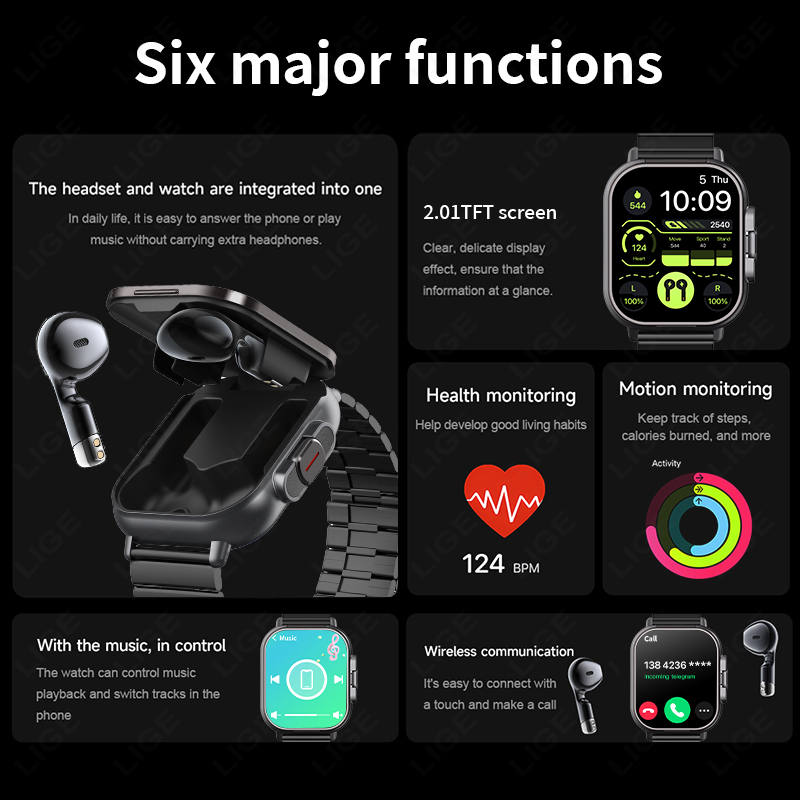 TWS 2in 1 스마트 시계(헤드폰 포함) 스포츠 시 - Luxury Watch Korea 리뷰 및 가격