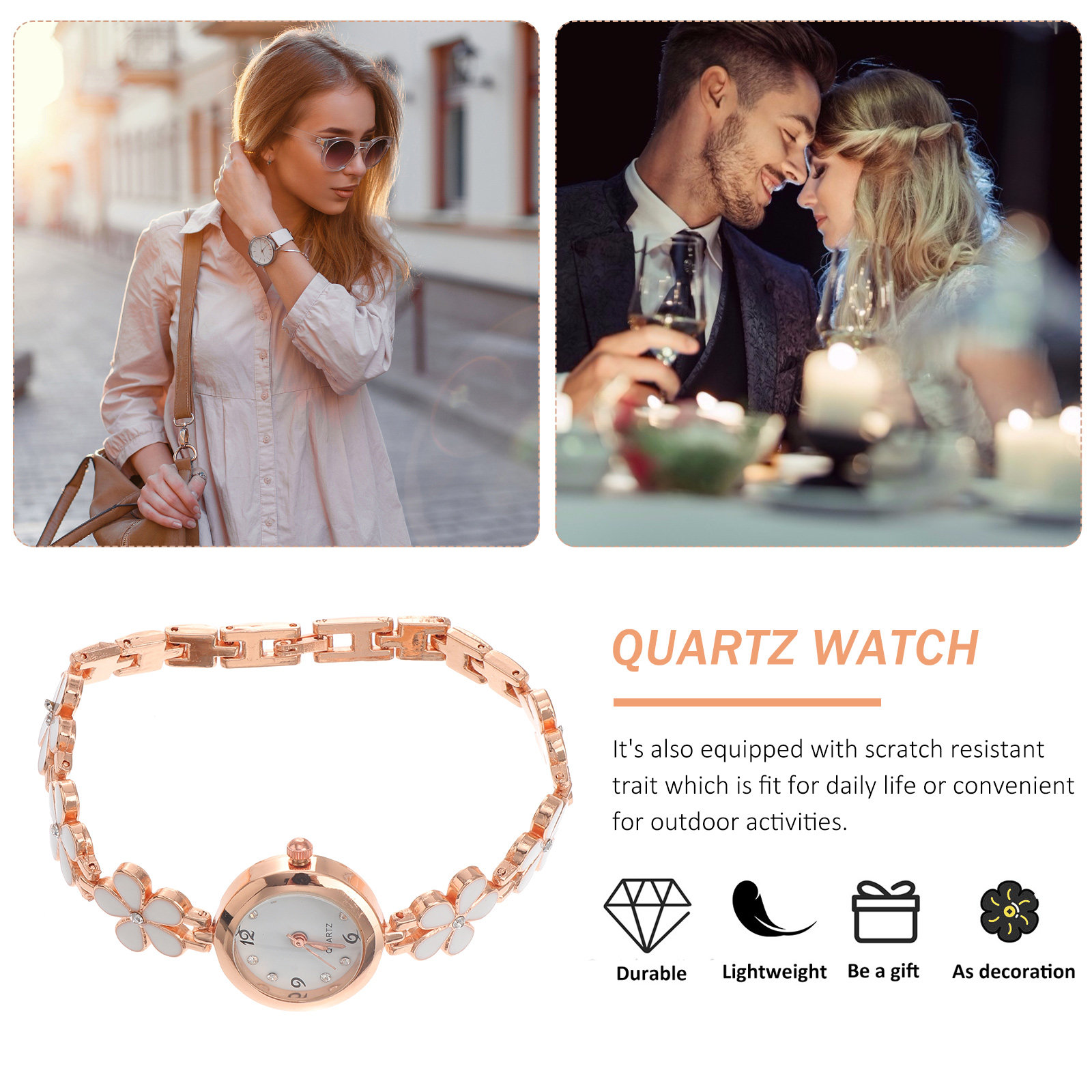 여성용 우아한 크리스탈 쿼츠 팔찌 시계, 가벼운 무게, - Luxury Watch & Jewellery 리뷰 및 가격