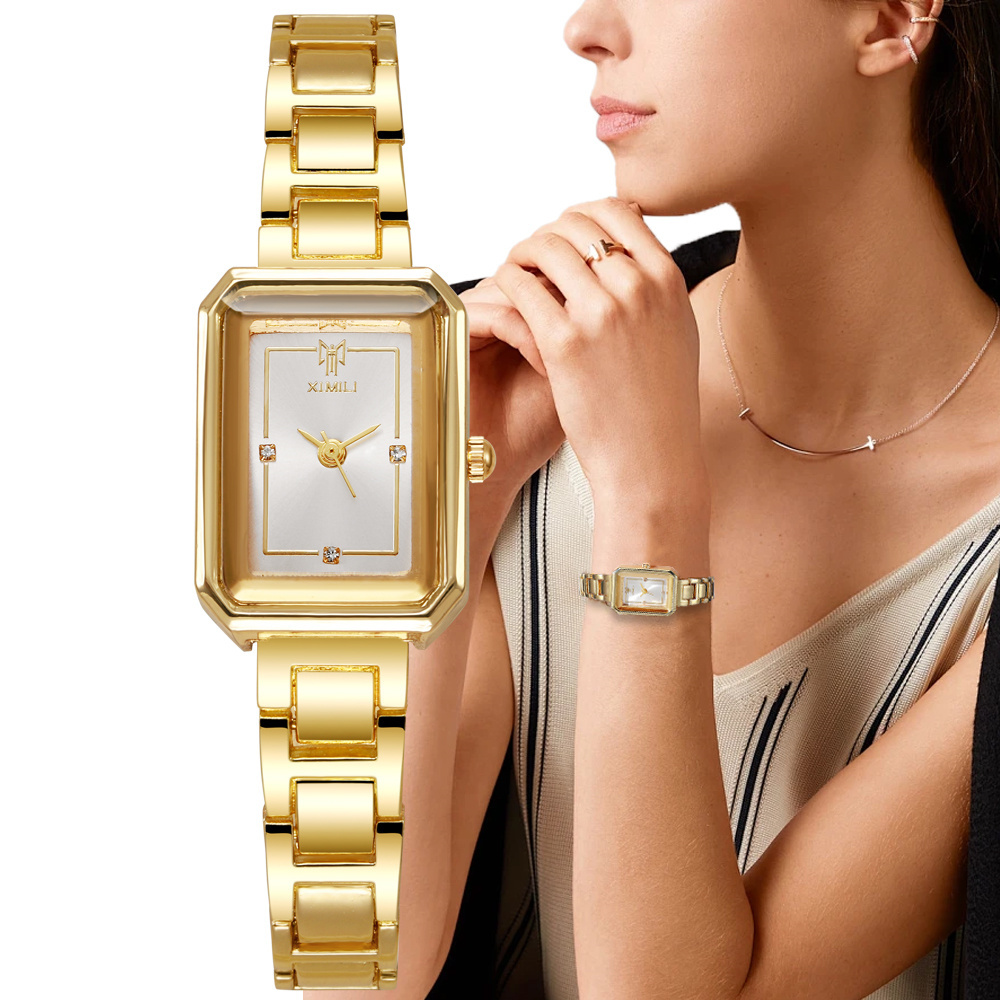 숙녀 간단한 시계 패션 직사각형 골드 쿼츠 시계 럭셔리 - Luxury Watch Events 리뷰 및 가격