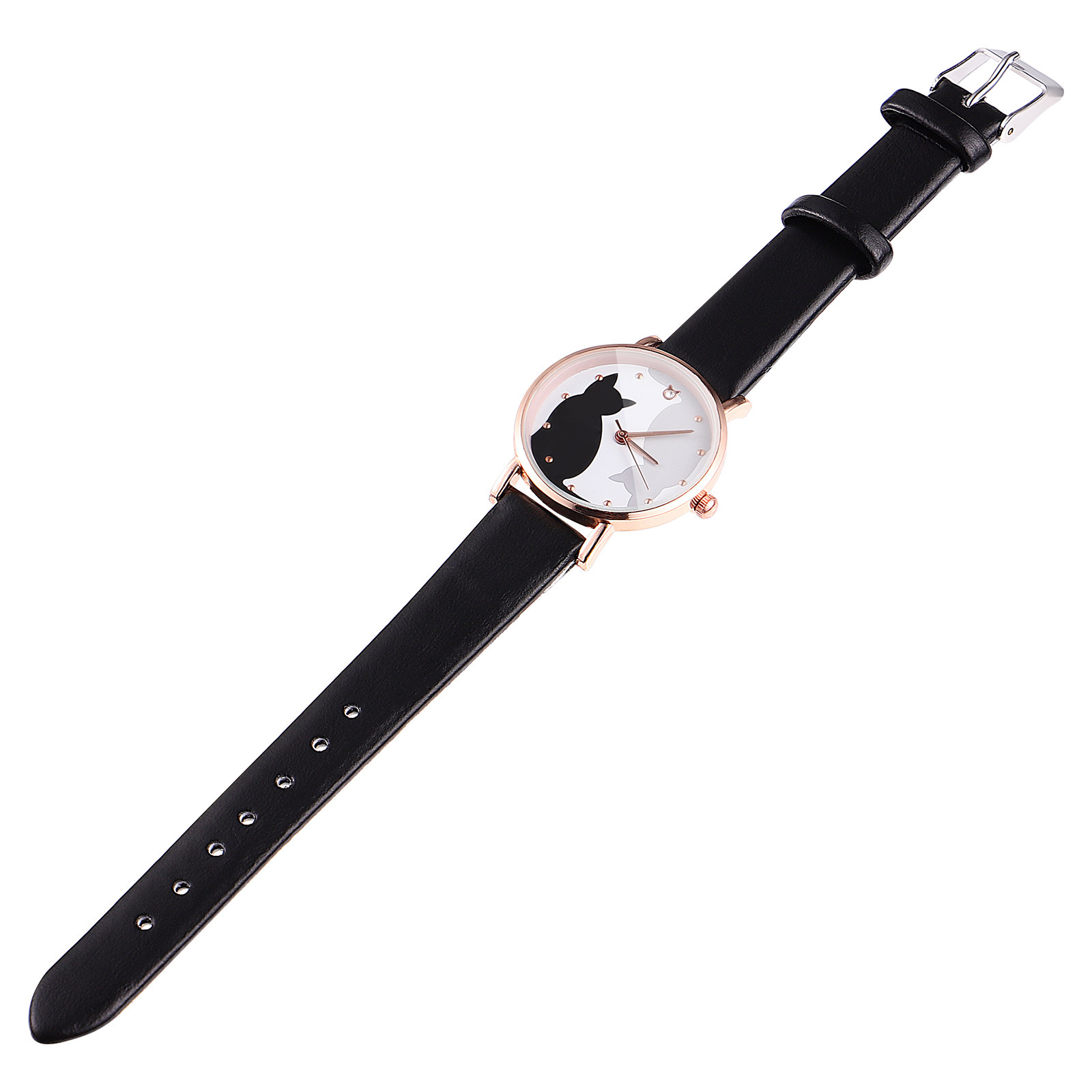 사랑스러운 만화 고양이 어린이 시계 검정색 인조 가죽  - Luxury Watch Kids 리뷰 및 가격