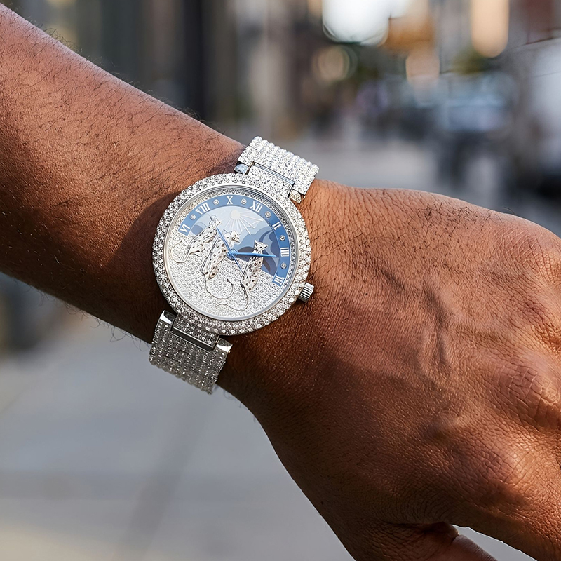 남성용 시계 태양과 표범 무늬 쿼츠 손목시계 남성 힙합 - Luxury Watch And Jewelry Brand 리뷰 및 가격