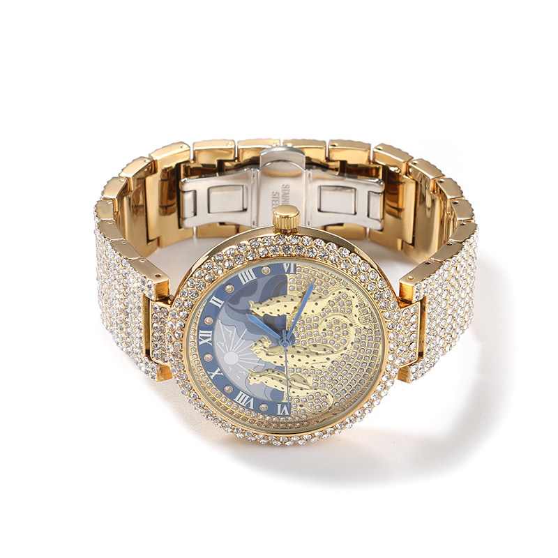 남성용 시계 태양과 표범 무늬 쿼츠 손목시계 남성 힙합 - Luxury Watch And Jewelry Brand 리뷰 및 가격