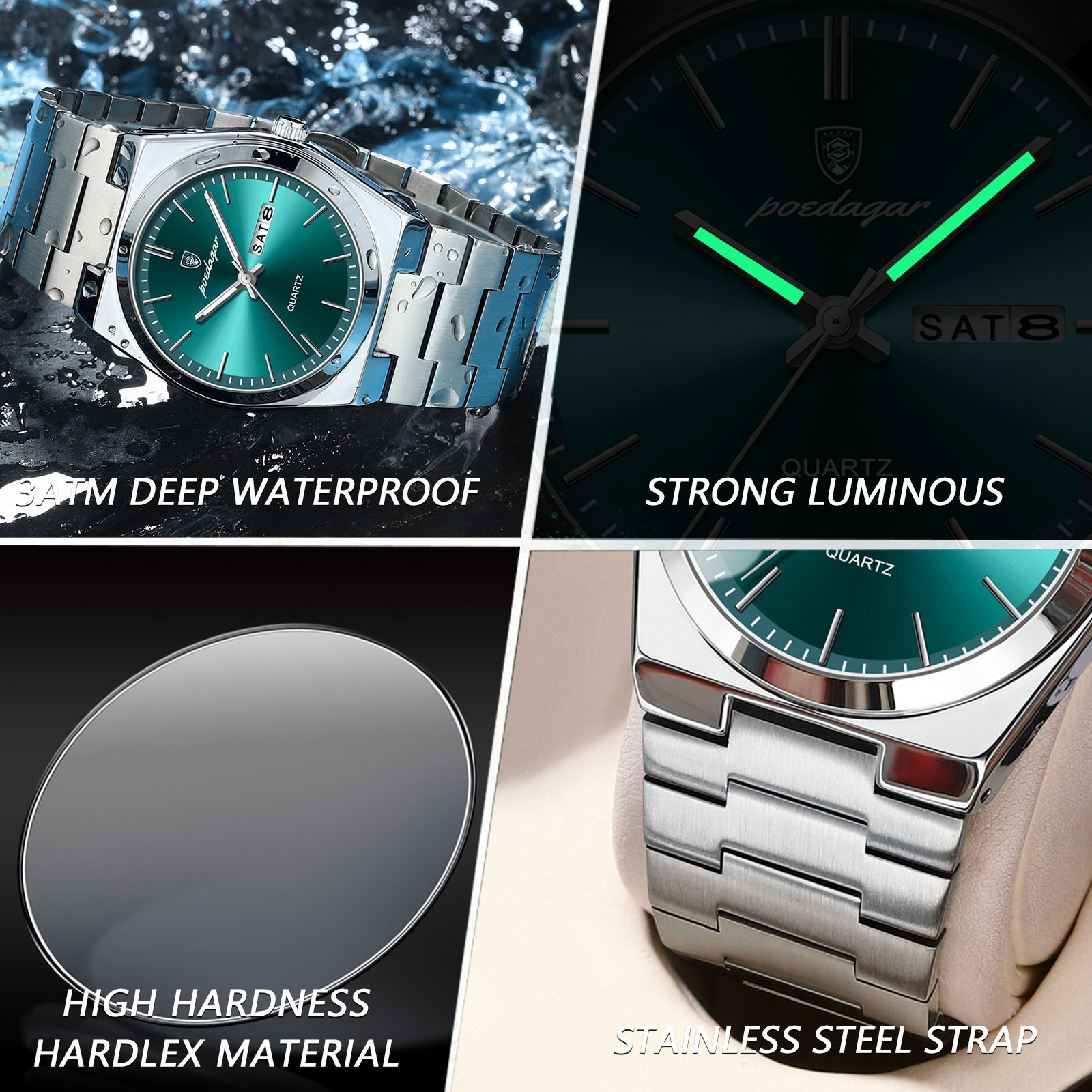 포에다가 오리지널 쿼츠 남성용 시계 방수 야광 날짜 요 - Luxury Watch Display Case 리뷰 및 가격
