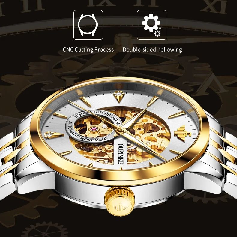 OUPINKE 럭셔리 풀리 홀로우 남성용 기계식 시계  - Luxury Watch All Brands 리뷰 및 가격
